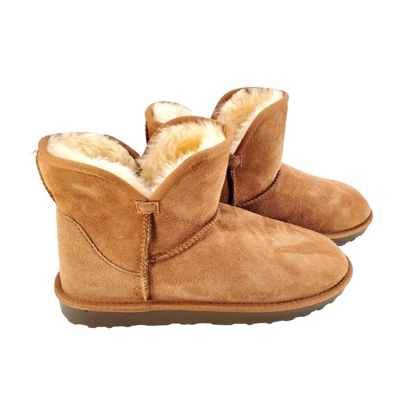 Kirkland 8 Real Fur Boots Shearling Sheepskin Suede Scalloped Fold over Shoes - Picture 11 of 16
